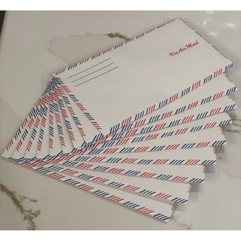 Vintage Stuart Hall Via Air Mail Envelopes Mint Flavor Blue Red Stripe Lot Of 10